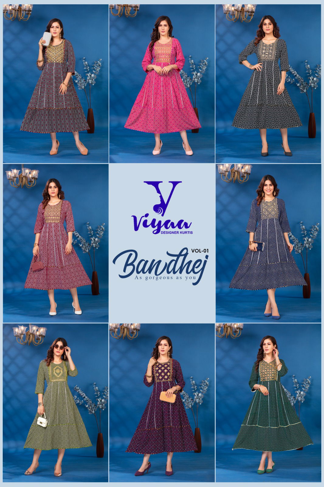 Viyaa Bandhej 1 Designer Foli Printed Kurti Catalog
